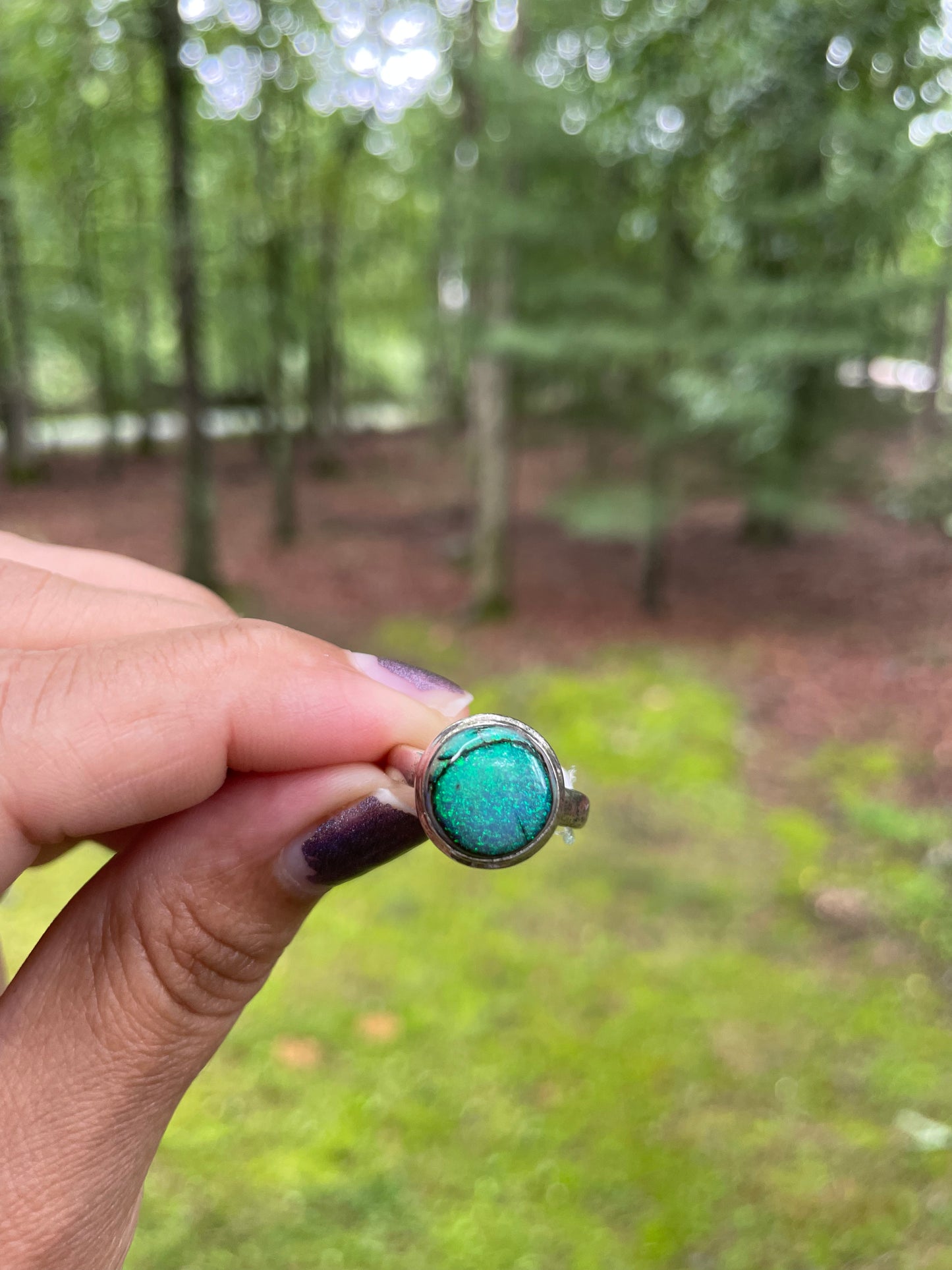 Circular monarch opal ring