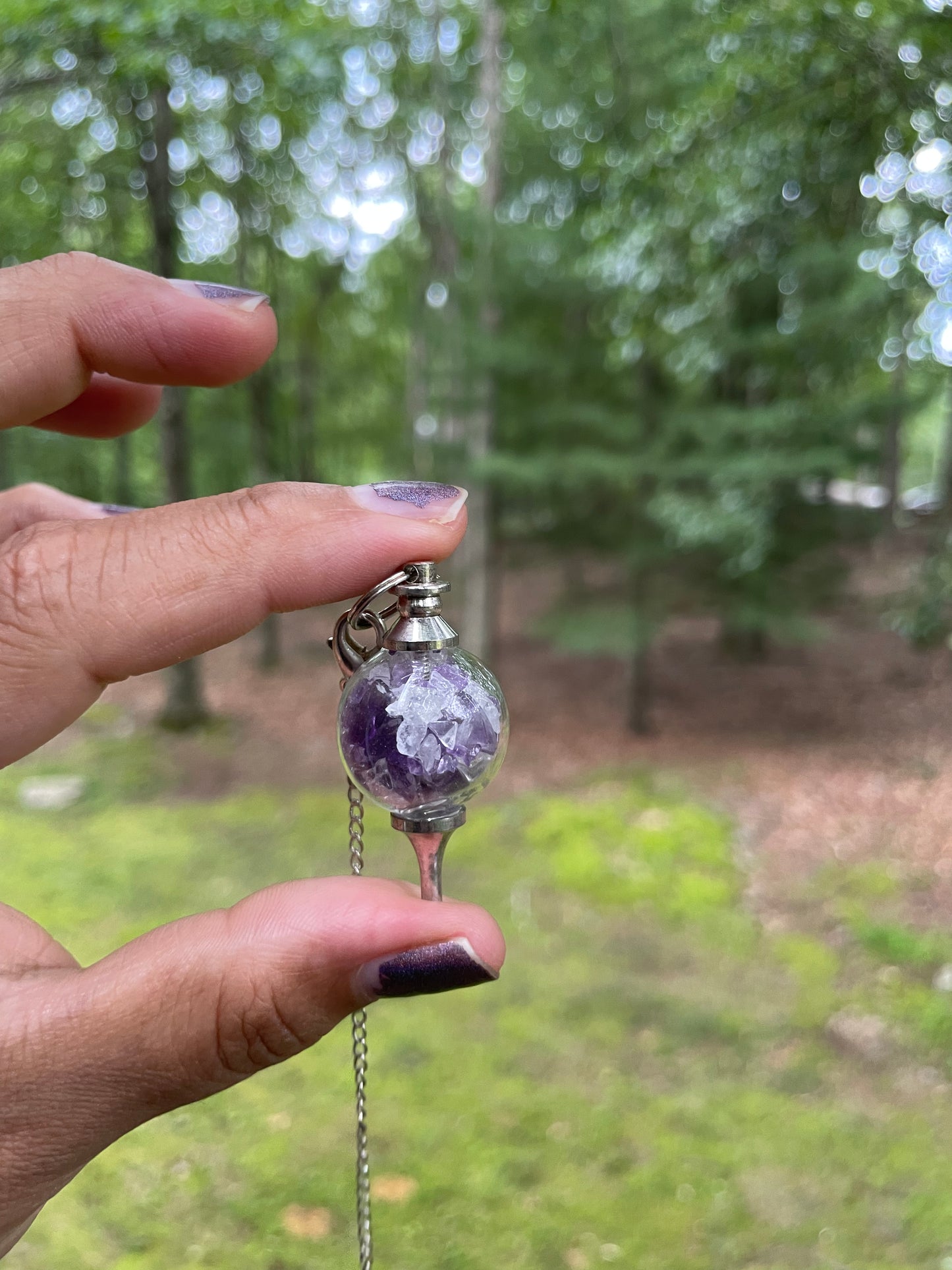 Healing amethyst pendulum