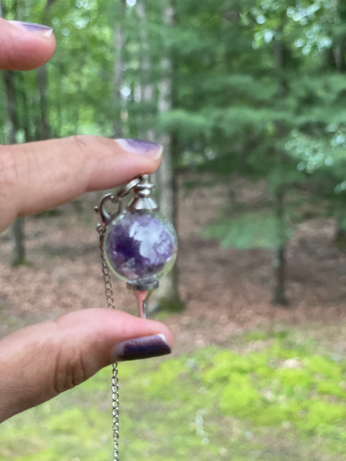 Healing amethyst pendulum