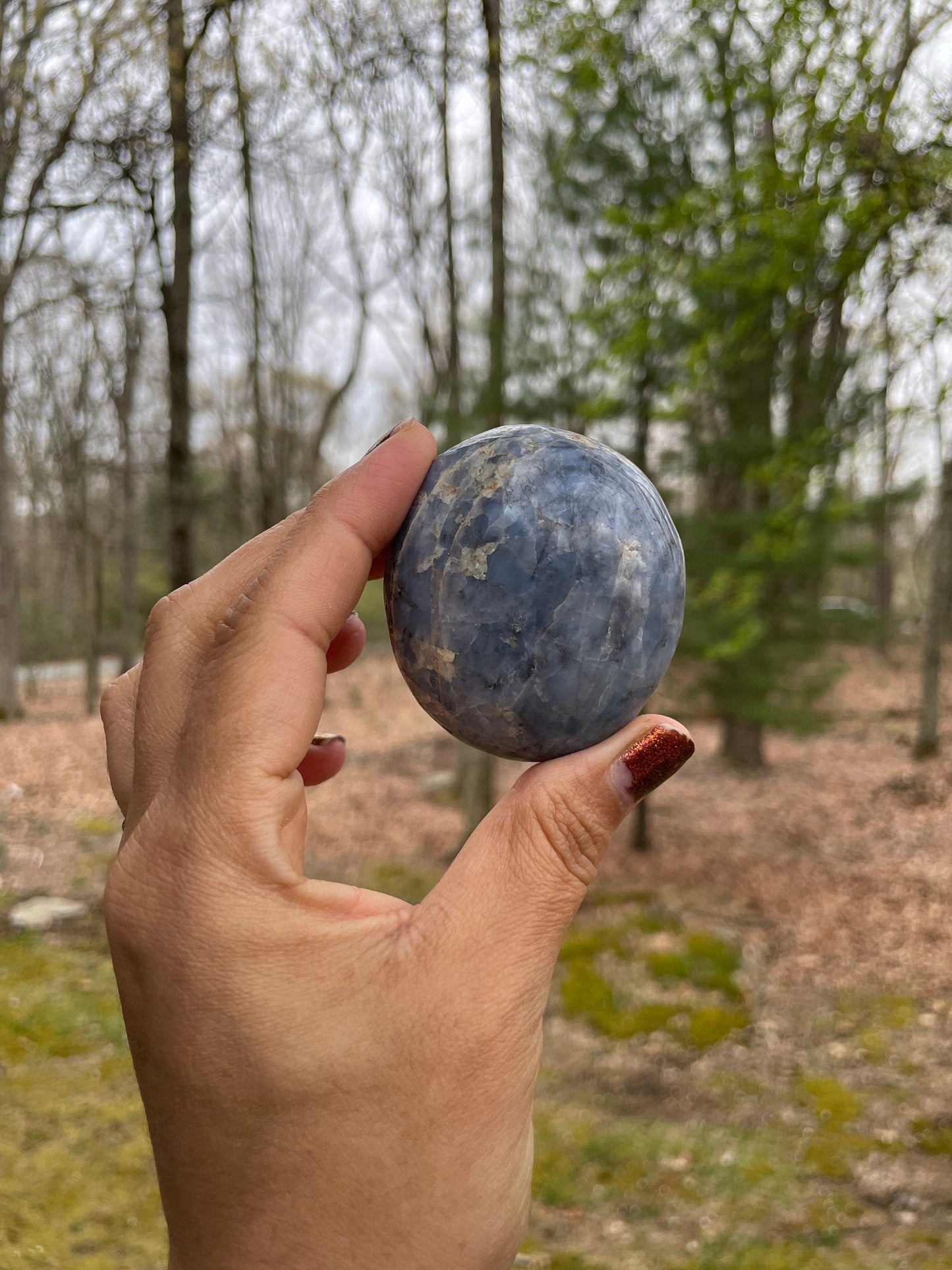 Blue opal palm stone