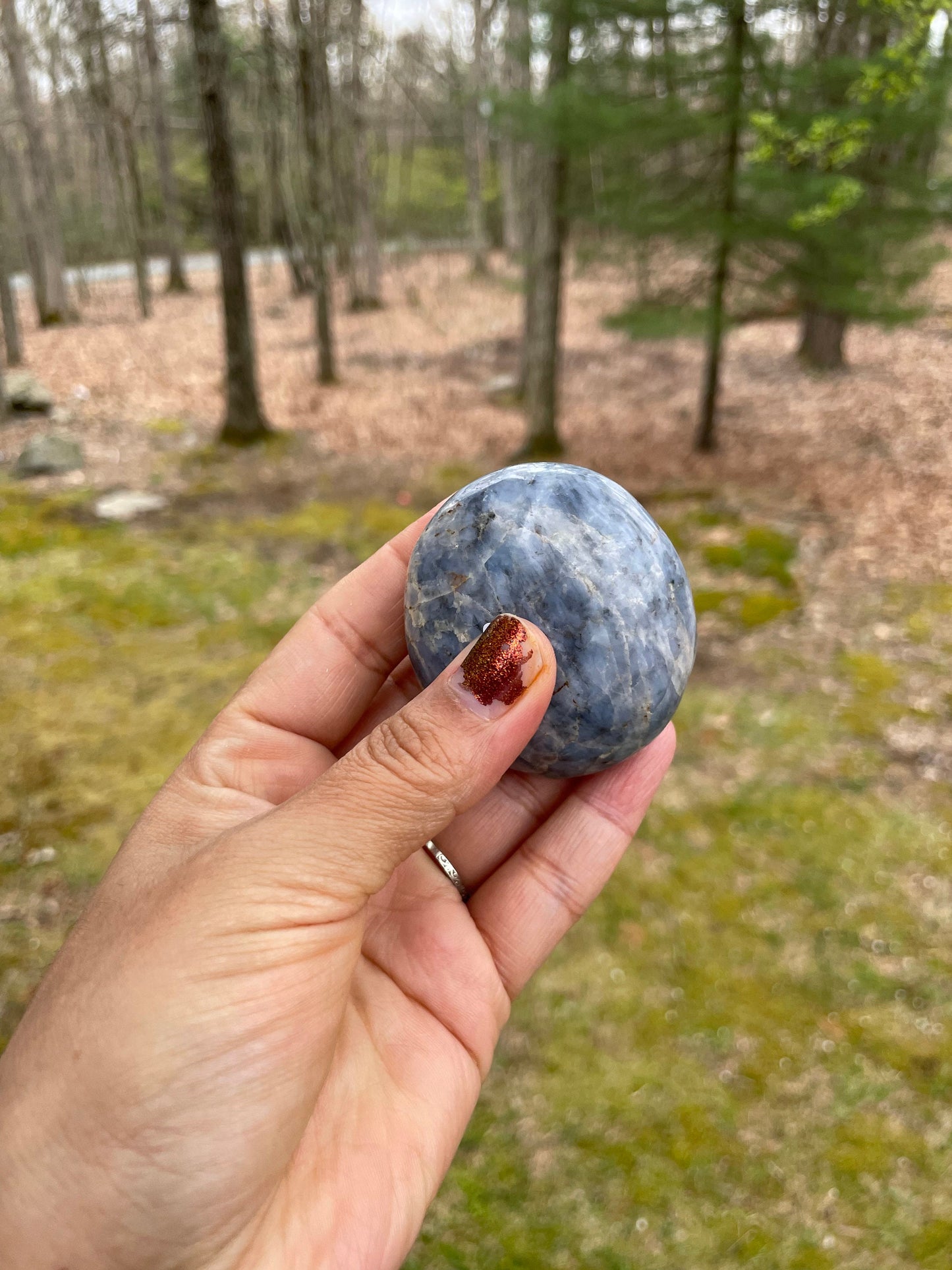 Blue opal palm stone