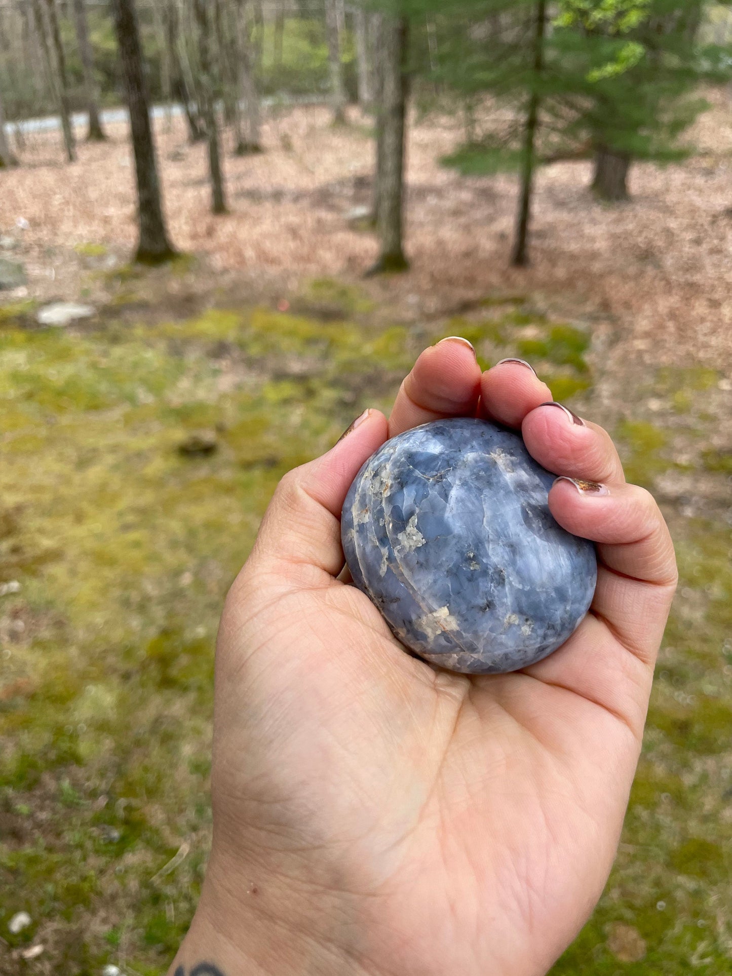 Blue opal palm stone