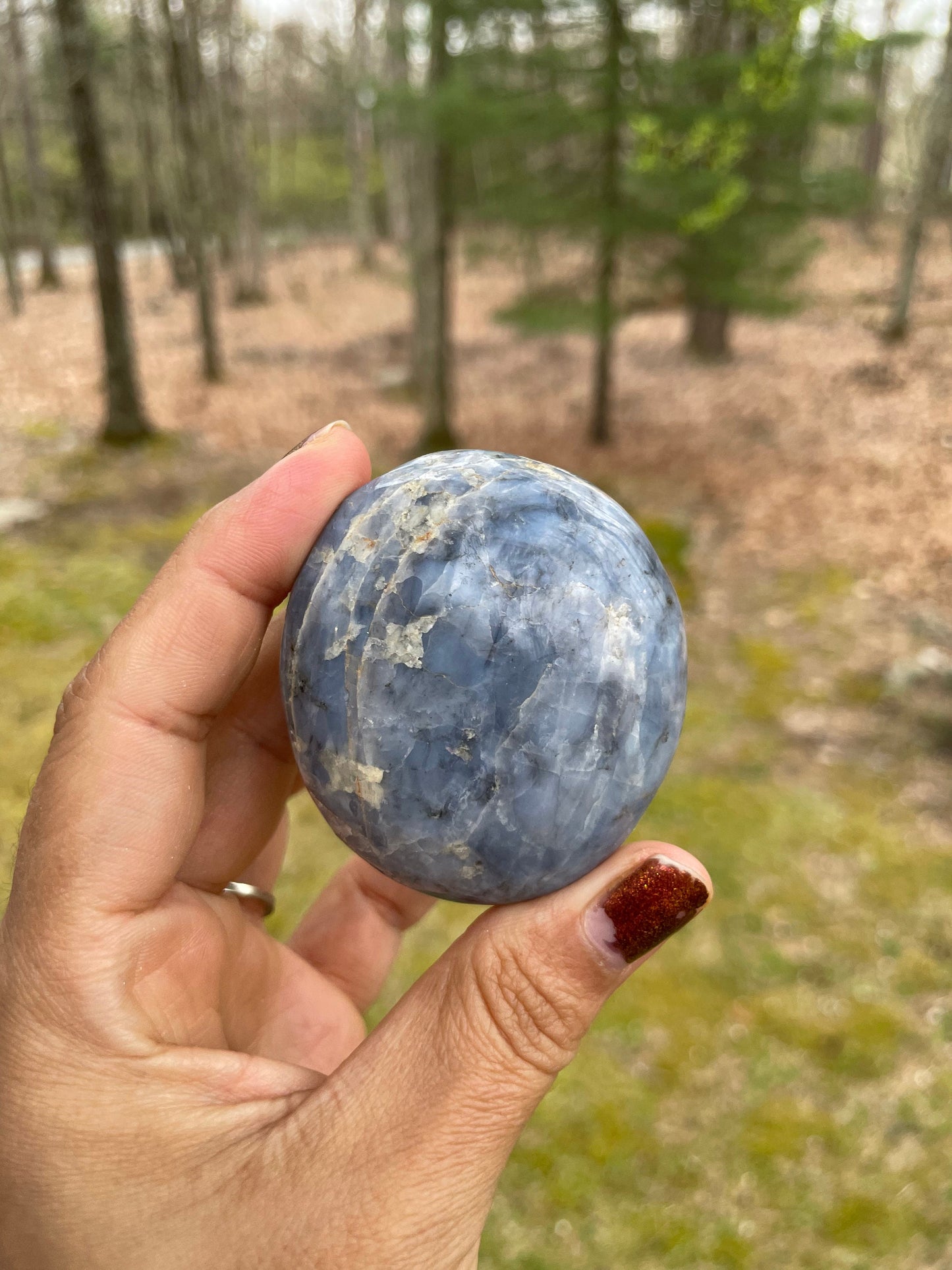 Blue opal palm stone